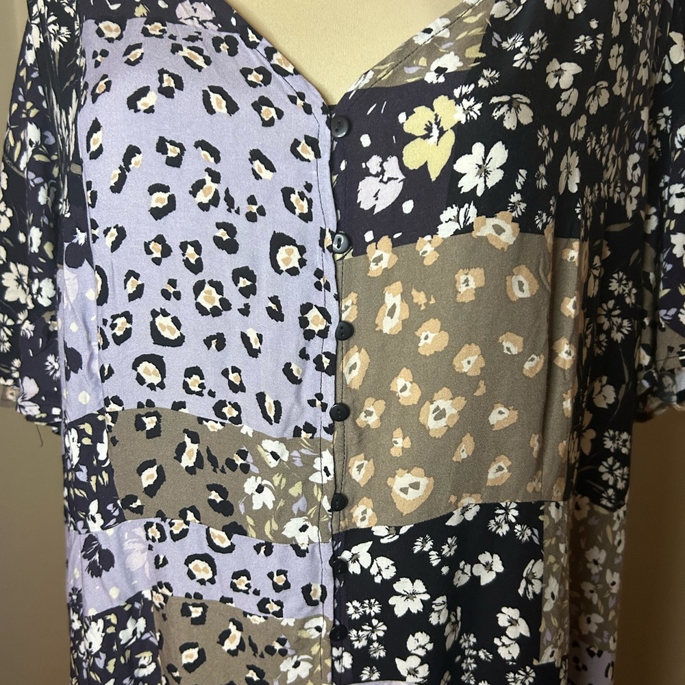 NWT print dress with self tie belt